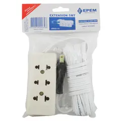 EPEM - Extensión eléctrica 3 Tomas Universal 5 Metros Blanco