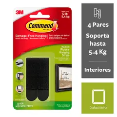COMMAND - Tiras 3M Medianas para Colgar Cuadros Negras x 4 pares