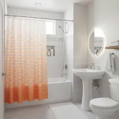 CASA BONITA - Cortina de Baño Rayas Estampadas 180x180cm Naranja