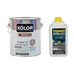 undefined - Esmalte sintético Gris claro 1GL + Thiner Acrílico Profesional 3L