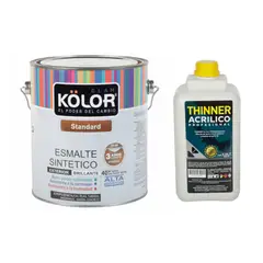 undefined - Esmalte Standard Rojo Bermellón Brillante 1gl + Thiner Acrílico Profesional 3L