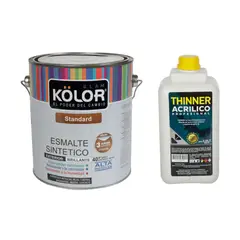 undefined - Esmalte Standard Gris Oscuro Brillante 1gl + Thiner Acrílico Profesional 3L