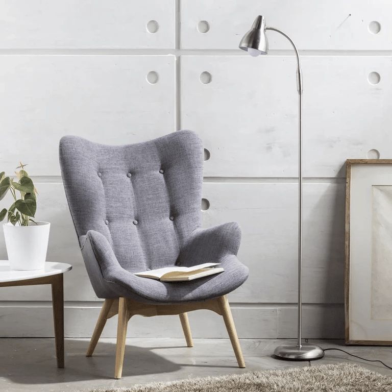 Lámpara de Escritorio Melissa de Pie 1 Luz Gris/Plata 60 W 28x155 cm