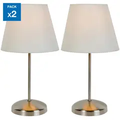 CASA BONITA - Lámpara de Mesa X2 1L E27 Niquel/ blanco