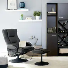 JUST HOME COLLECTION - Sillón Reclinable 1 Cuerpo Masajeador con Apoyapies Ottoman Negro