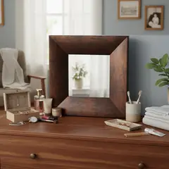 JUST HOME COLLECTION - Espejo Decorativo Cuadrado Café 40x40cm