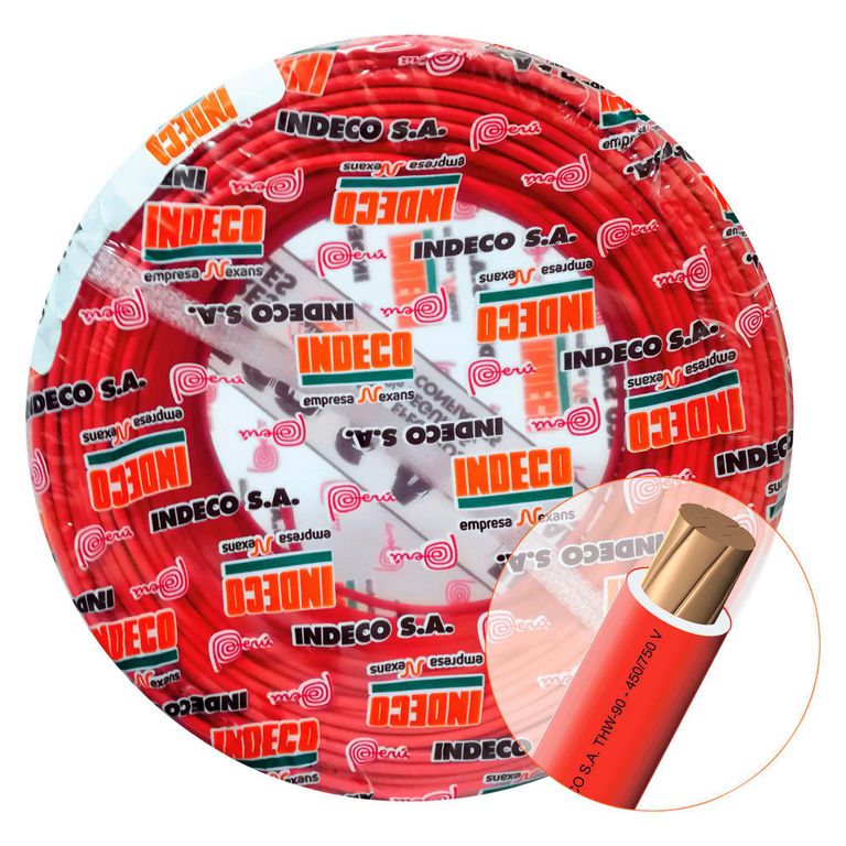 Cable THW-90 450/750V 4mm2 Rojo 100 Metros