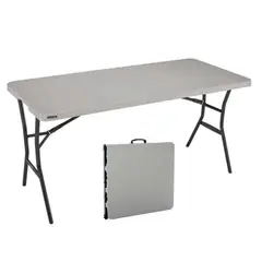 LIFE TIME - Mesa Plegable Rectangular Gris Claro 153CM