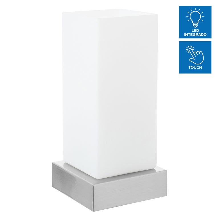 Lámpara de Mesa 1 Luz LED Integrado Toque Blanca/Plateada
