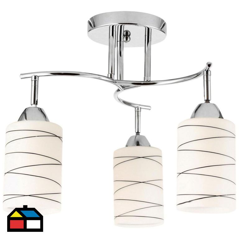Lámpara Techo Lugo 3 Luces Metal Gris/Plata 60 W 26 cm
