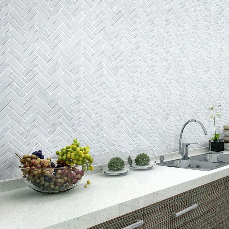 Malla Decorativa Herringbone Blanco 30x30cm