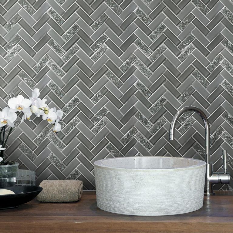 Malla Decorativa Herringbone gris 30x30cm