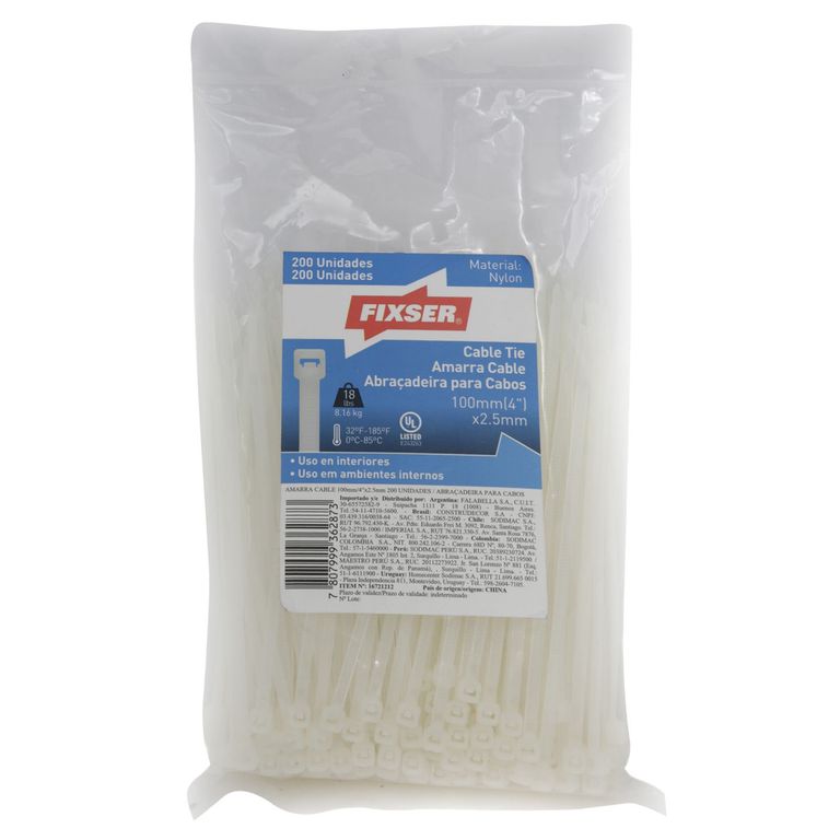 Cintillo Blanco Por 200 Unidades De 100mm x 2.5mm