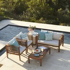 JUST HOME COLLECTION - Juego de Living de terraza Saint Pete 4 personas Natural