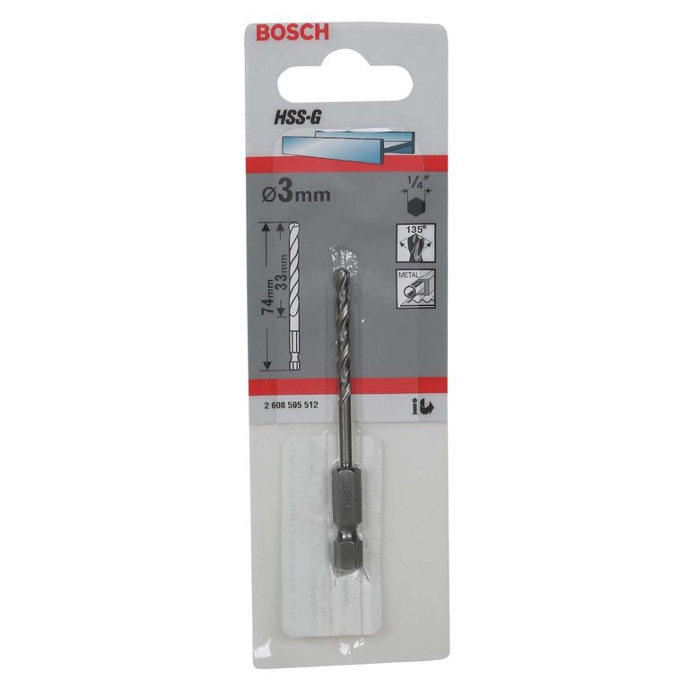 Broca Acero HSS-G 1/4 3 x 33 x 74 mm