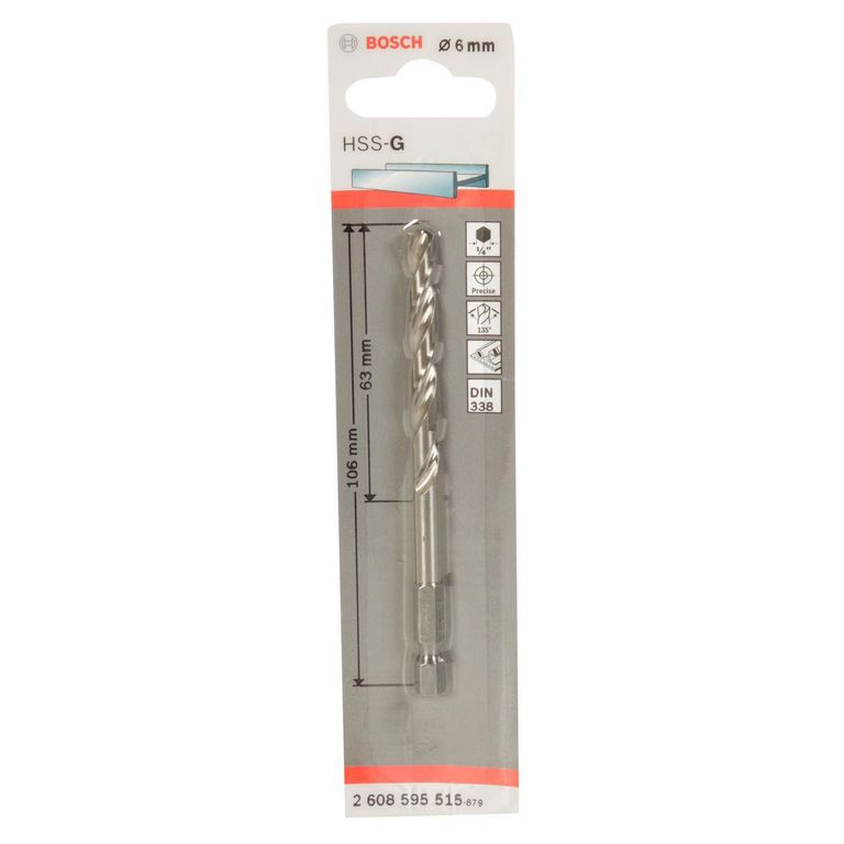 Broca Acero HSS-G 1/4" 6 x 106 mm