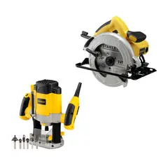 STANLEY - Fresadora Ruteadora Eléctrica 1200 W + 6 Fresas SRR1200 + Sierra Circular Eléctrica 7-1/4" 1600 W SC16