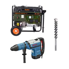 undefined - Rotomartillo SDS Bosch Max Eléctrico 1700W Bosch + Generador a Gasolina 3300W Bauker + Broca SDS-MAX 32x400/520 mm Bosch