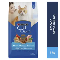 CAT CHOW - Adultos Croquetas para Gatos 1 kg Pescado, Mariscos