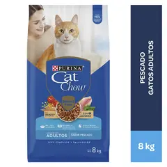 CAT CHOW - Adultos Croquetas para Gatos 8kg Pescado, Mariscos