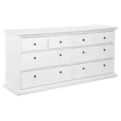 TVILUM - Cómoda 8 Cajones París Blanco 183x48x87cm