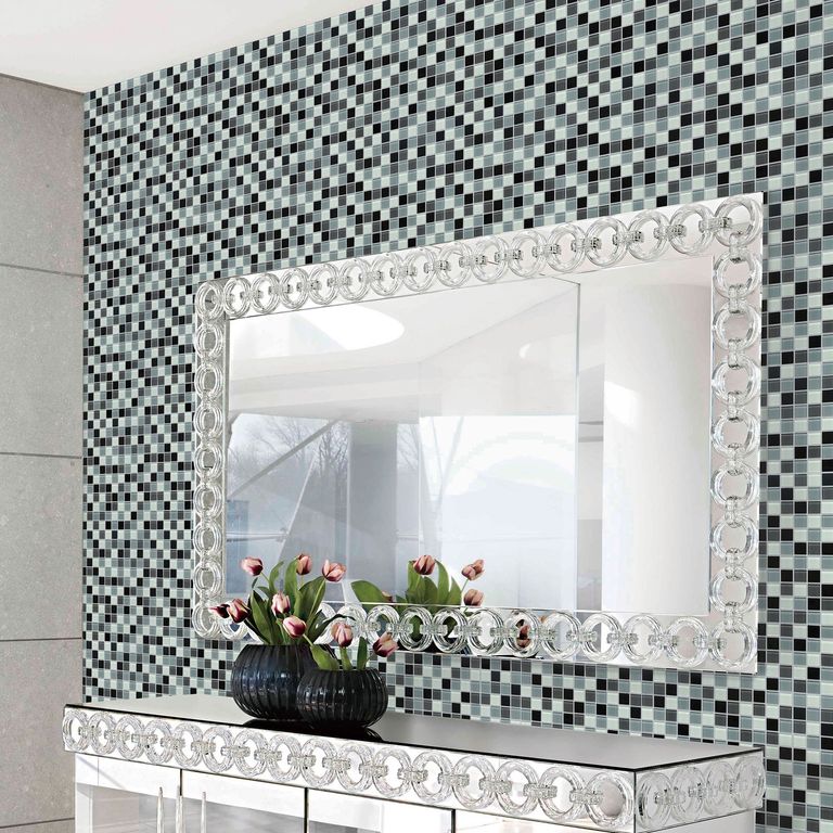 Malla Vidrio Natura Negro con Blanco 30x30cm