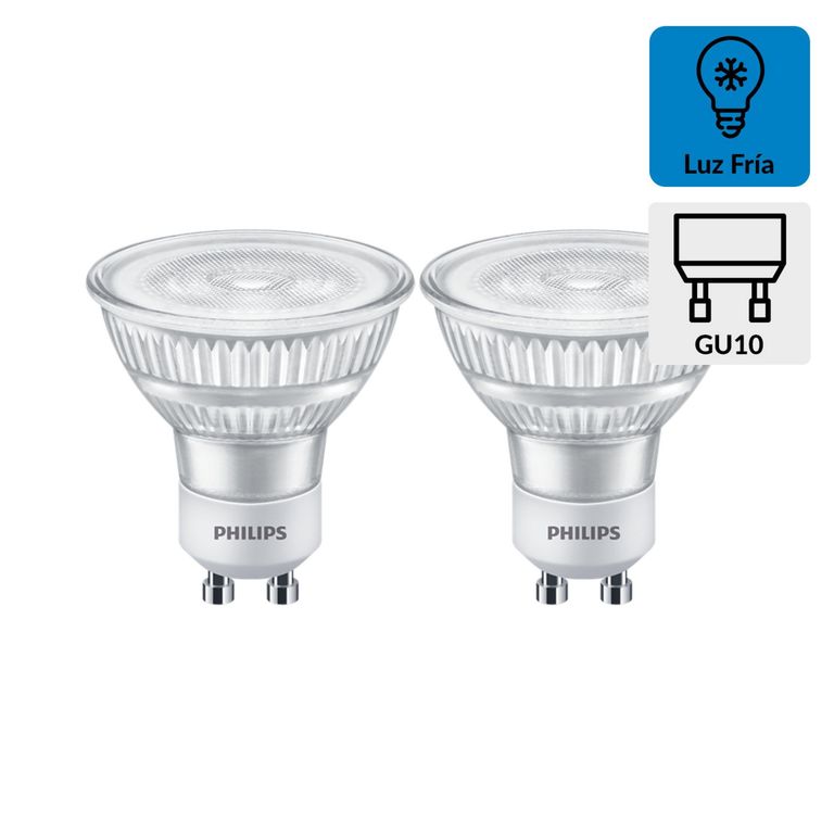 Pack x2 Foco LED Dicroico Gu10 4W Luz Blanca