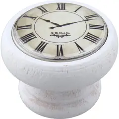 FIXSER - Jalador de Perilla Madera Blanca Reloj Blanco 40 mm