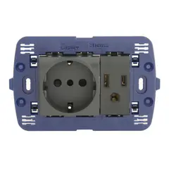 BTICINO - Tomacorriente Schuko + Americano Living Light Negro