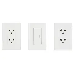 HALUX - Pack Interruptor Simple + 2 Tomacorrientes Doble Clio Blanco