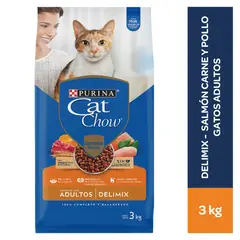CAT CHOW - Adultos Croquetas para Gatos Delimix 3kg Salmón