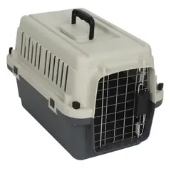 HOME TOOLS - Jaula de Transporte para Perro Raza Mediana Gris 34x38x50cm