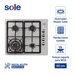 SOLE - Encimera Acero Inoxidable 58 Cm