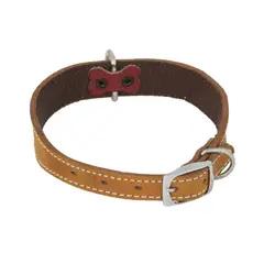 ACCECAN - Collar de cuero marrón S