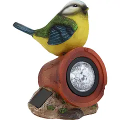 JUST HOME COLLECTION - Pajaro Con Luz Solar Decorativo Poliresina Multicolor 17cm