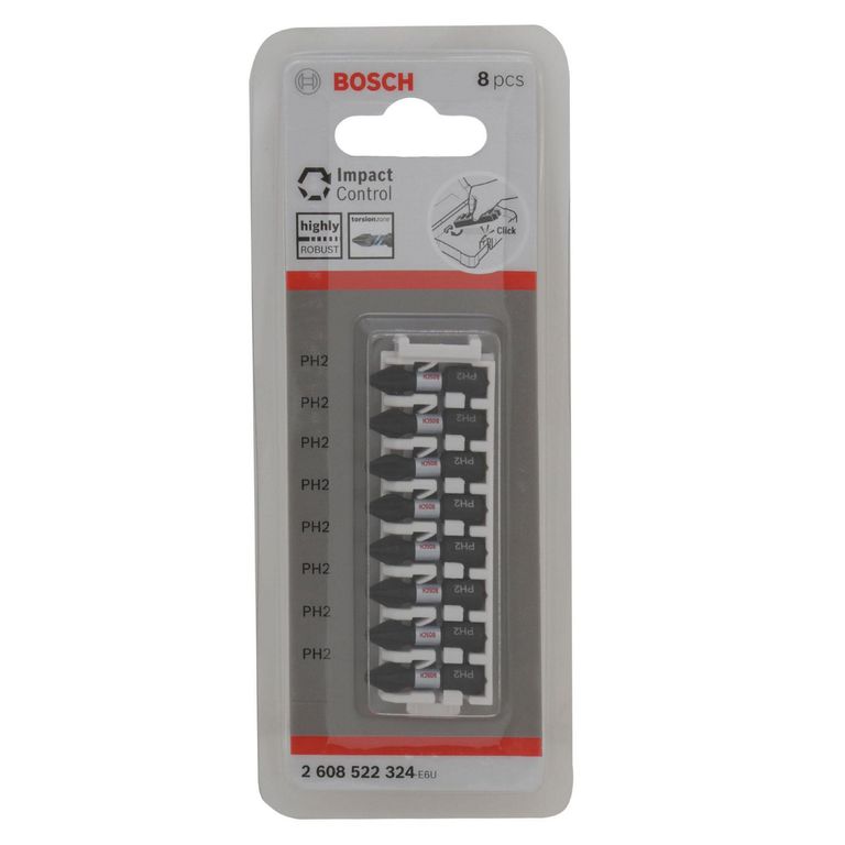 Punta de Impacto Control Acero PH2 25 mm 8 Pzs