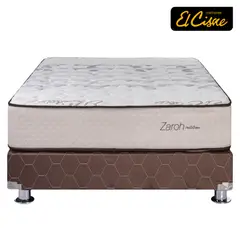 EL CISNE - Cama Americana Zaroh Queen + Colchón + 2 Almohadas + Protector