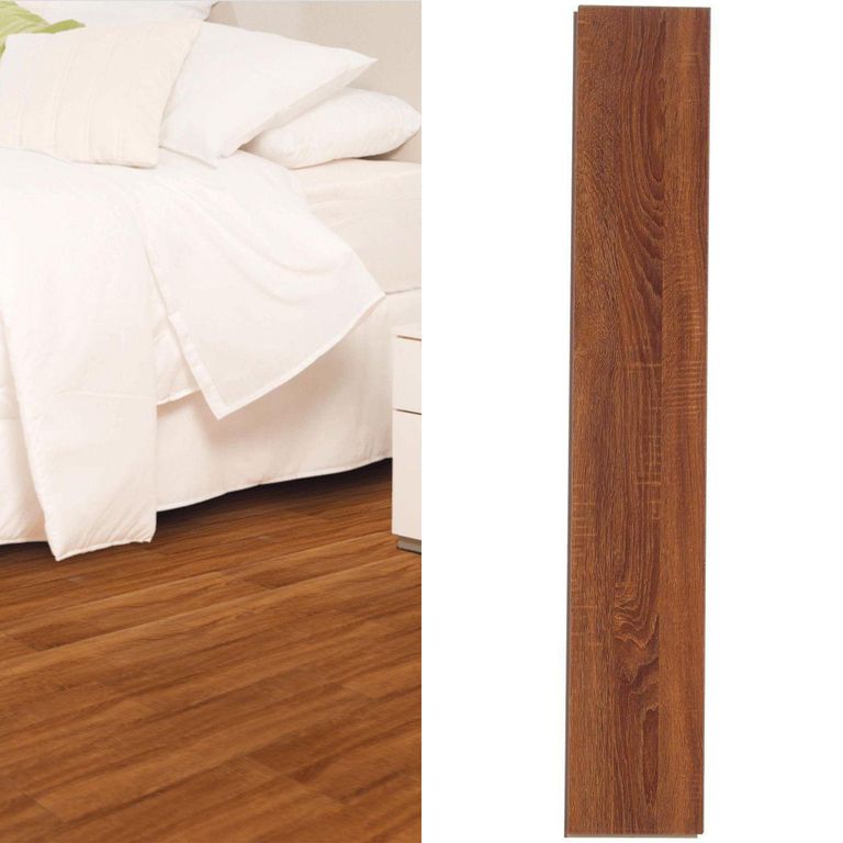 Piso Laminado Ruby Brillante Marrón AC3 8mm 130x19.2cm 1.90m2