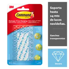 COMMAND - Mini Gancho 3M Decorativos Transparentes x 20 unid.