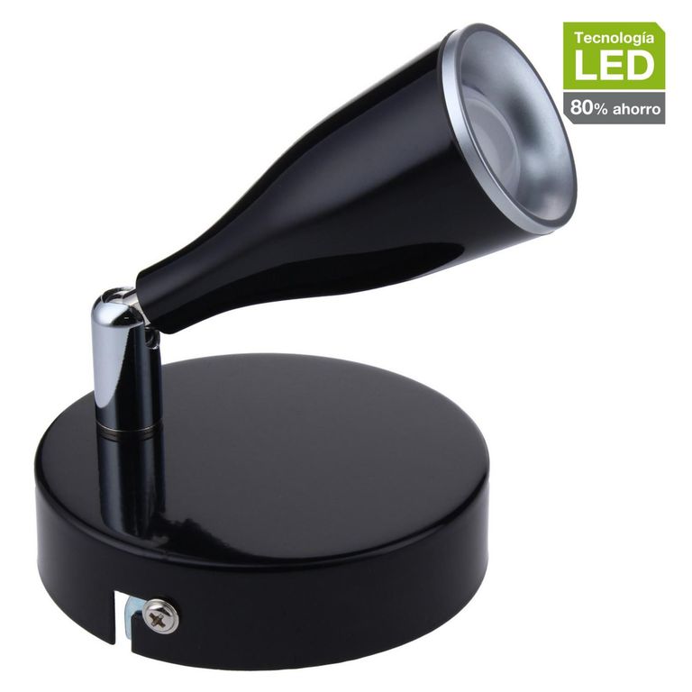 Apliqué Novo 1 Luz Plástico Negro 4.5 W 10 cm