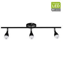 JUST HOME COLLECTION - Barra LED Novo 3 Luces Plástico Negro 13.5 W 10 cm