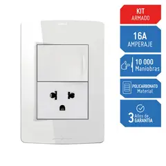 SILIGHT - Interruptor + Tomacorriente Simple P/T Blanco