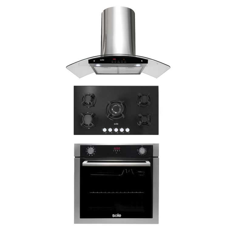 Horno Empotrable Premium 73L + Encimera Vidrio Templado 86 Cm + Campana Extractora Venus Plus 90 Cm