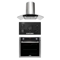 SOLE - Horno Empotrable Premium 73L + Encimera Vidrio Templado 86 Cm + Campana Extractora Venus Plus 90 Cm