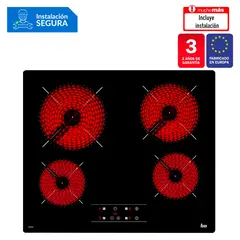 TEKA - Cocina Empotrable Eléctrica Vitrocerámica 4 Quemadores TB 6415 Negro
