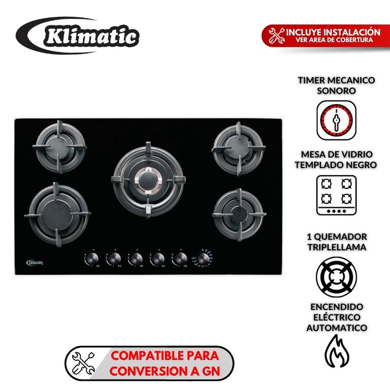 Cocina empotrable Gas Gina X5 Quemadores