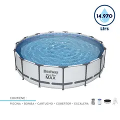 BESTWAY - Piscina Estructural Redonda con Bomba y Escalera Steel Pro MAX 457x107cm