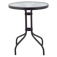 JUST HOME COLLECTION - Mesa de Terraza Metal con Vidrio Redonda Negro 60 CM