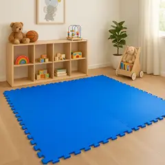 JUST HOME COLLECTION - Piso De Goma Cuadrado Azul 60x60 cm 4Pzs