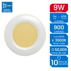 ILUMA - Spot para Empotrar Redondo LED Luz Cálida 9W